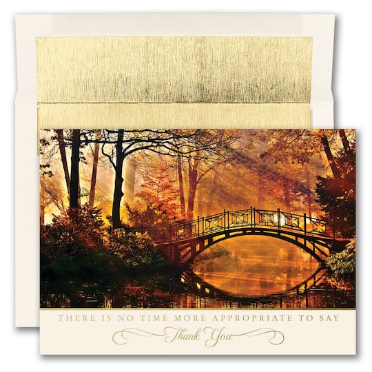 JAM Paper Blank Bridge Thanksgiving Thank You Cards &#x26; Envelopes Set, 25ct.